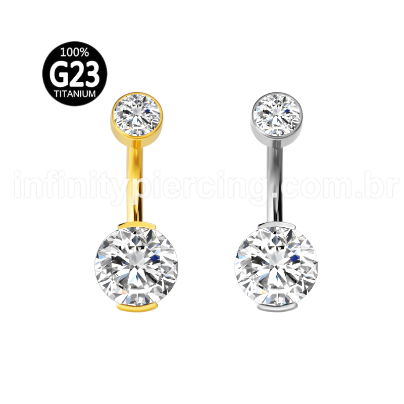 Piercing Banana Titânio 2 Zircônia Redonda