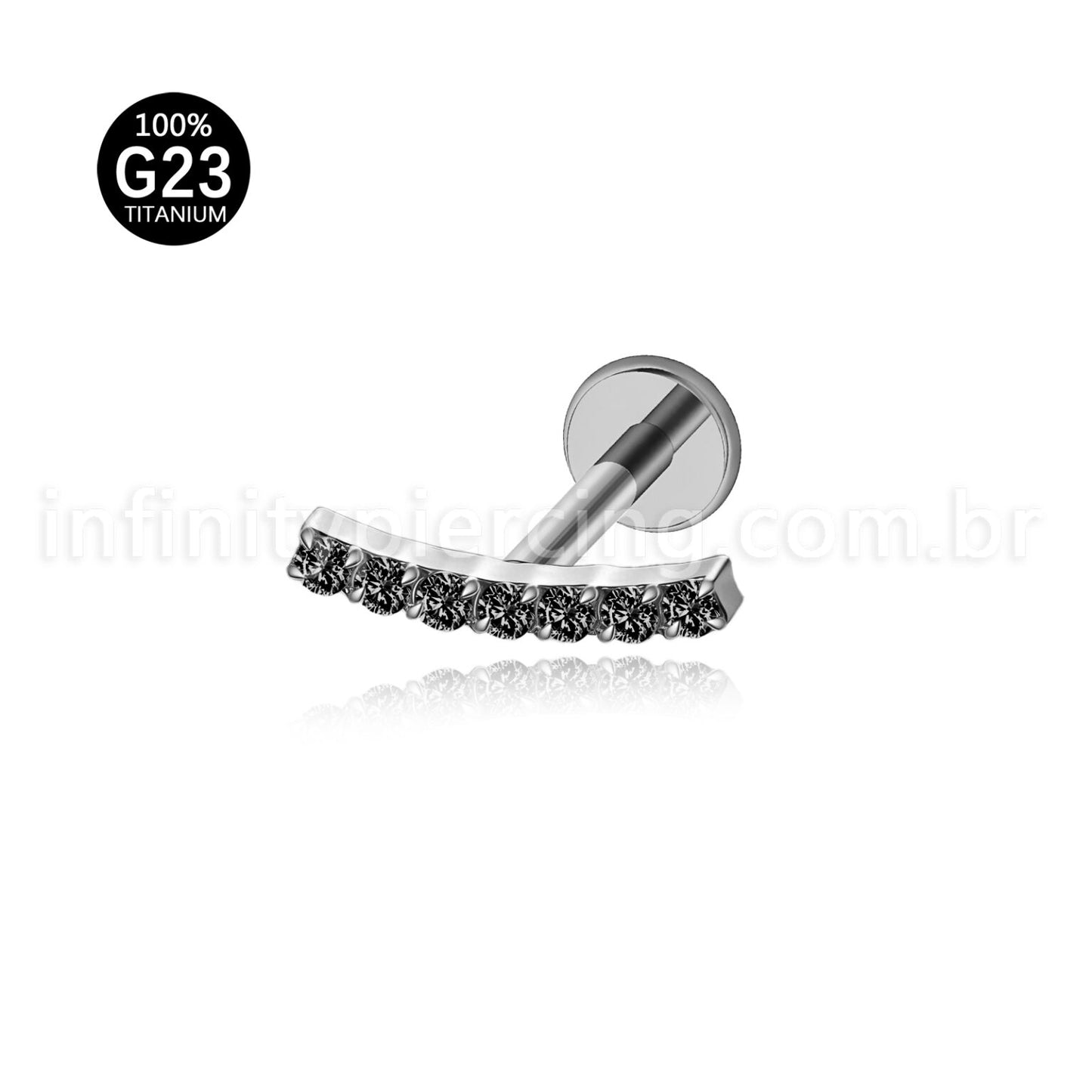 Piercing Labret Titânio Barra Curva Zircônia