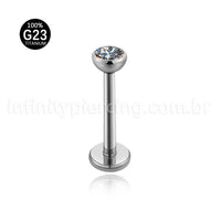 Piercing Labret Titânio Push Pin Zircônia Ponto De Luz Colorida