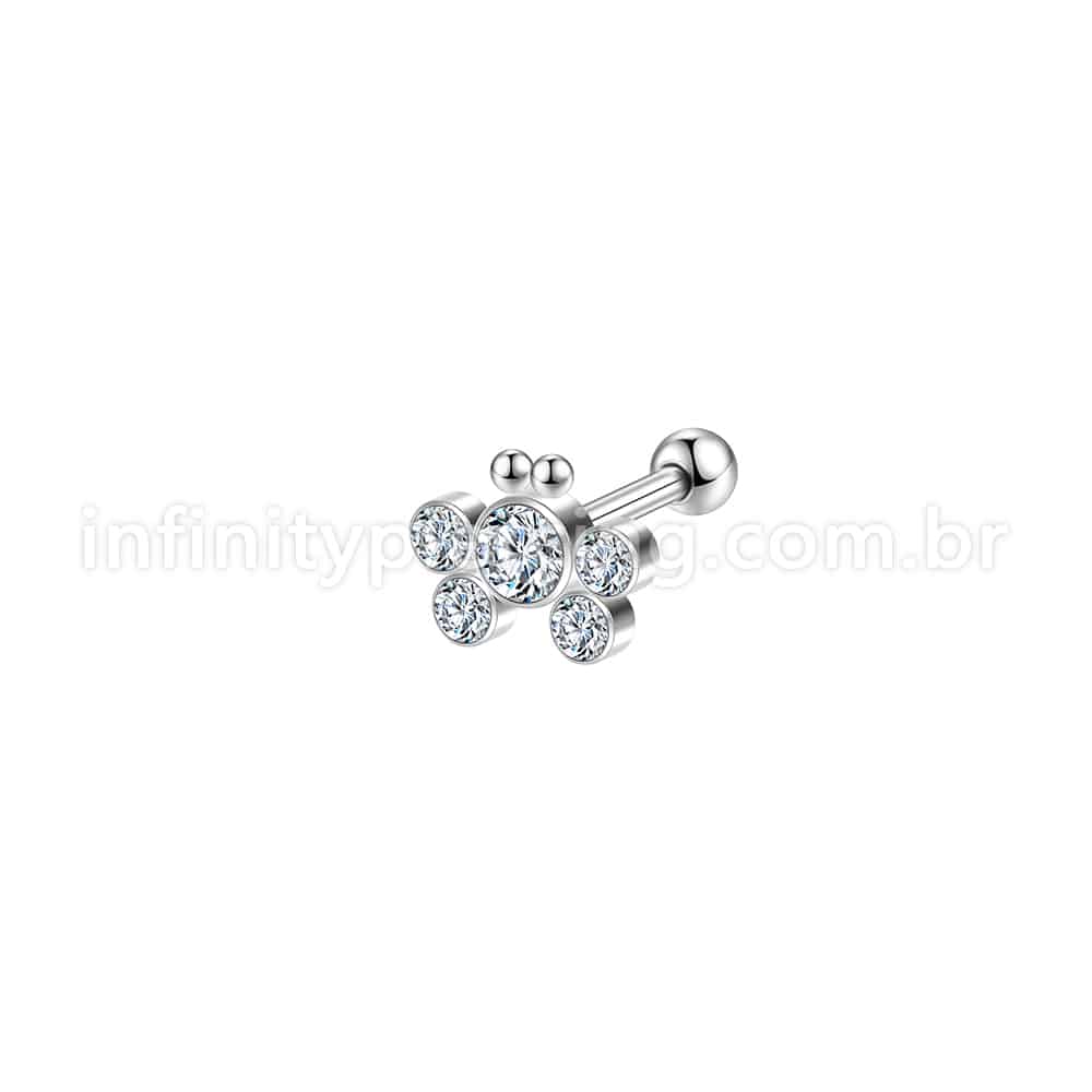 Piercing Minibarbell Aço Cirúrgico Borboleta Zircônia Cravada