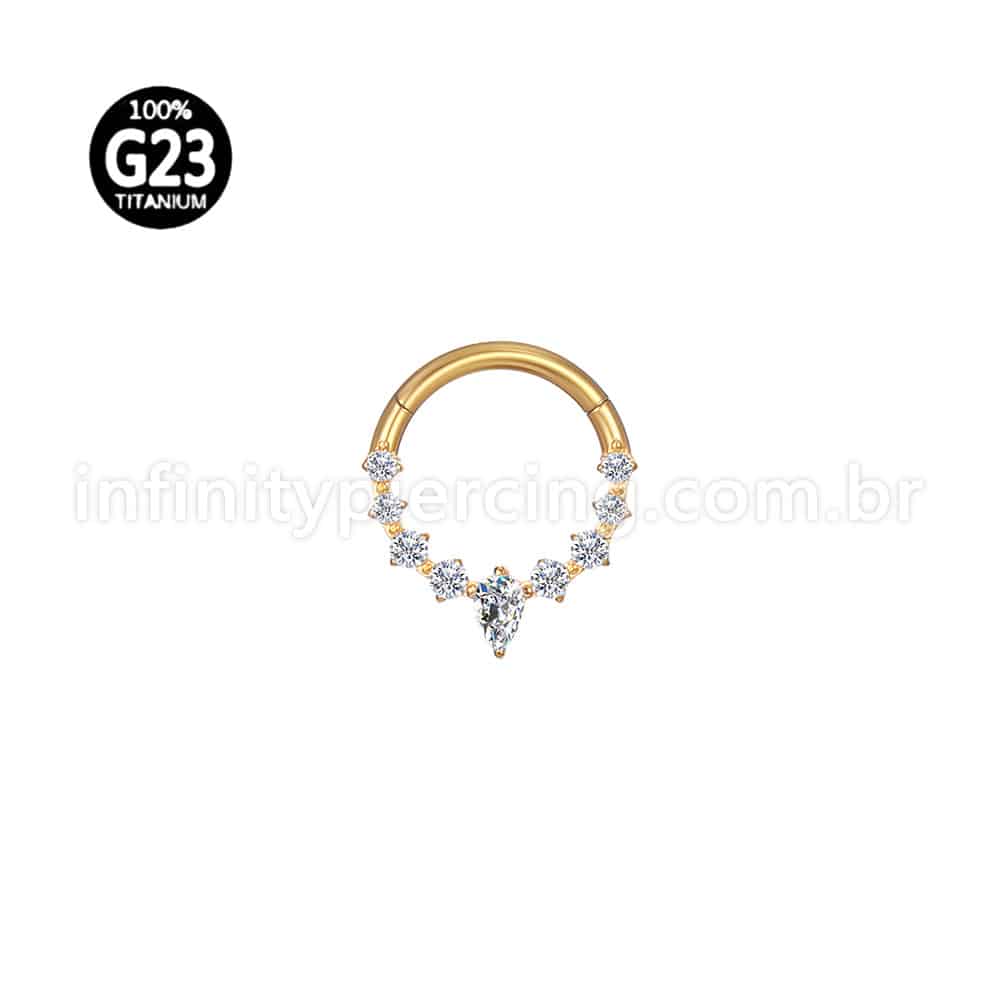 Piercing Argola Titânio Zircônia Gota Cravejada