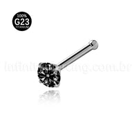 Piercing Nostril Reto Titânio Zircônia Redonda