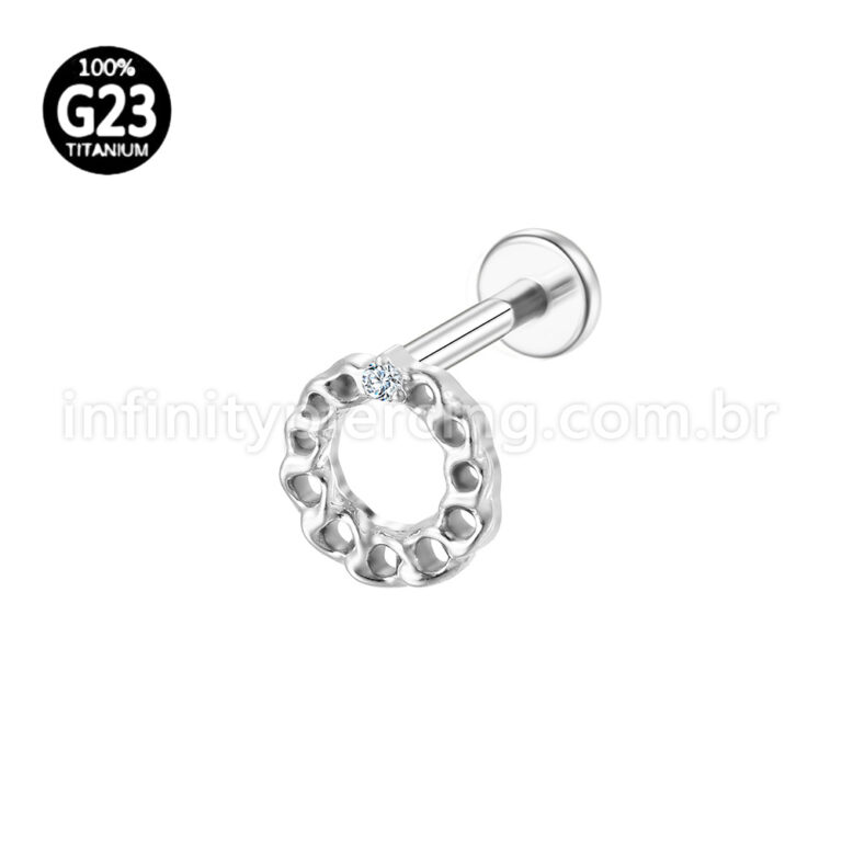 Piercing Labret Titânio Redonda 1 Zircônia