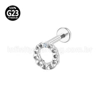 Piercing Labret Titânio Redonda 1 Zircônia