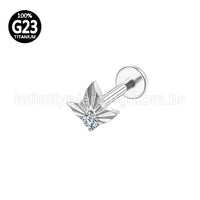 Piercing Labret Titânio Meia Estrela Zircônia