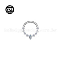 Piercing Argola Titânio Zircônia Gota Cravejada