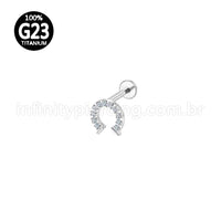 Piercing Labret Titânio Ferradura Zircônias Cravejadas