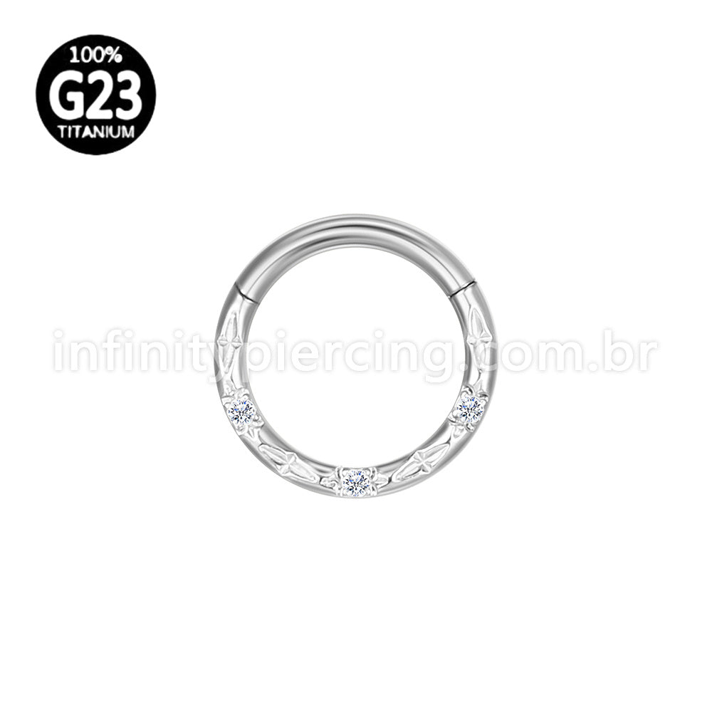 Piercing Argola Frontal Titânio Detalhes Com Zircônia