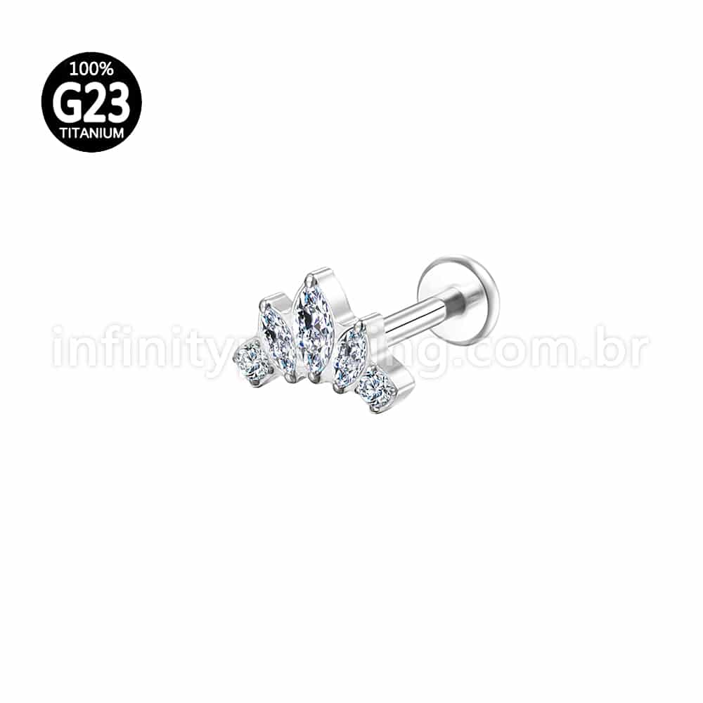 Piercing Labret Titânio Cluster Zircônia