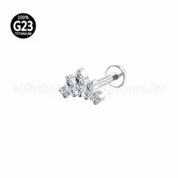 Piercing Labret Titânio Cluster Zircônia