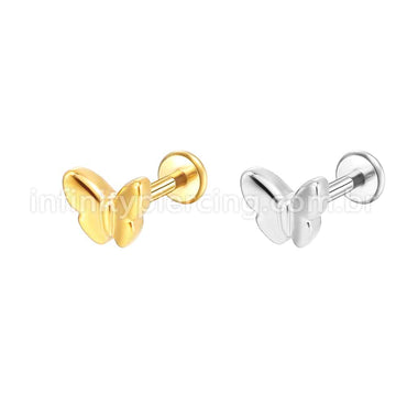 Piercing Labret Aço Cirúrgico Borboleta