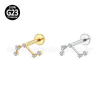 Piercing Labret Titânio 5 Zircônias Cravejada