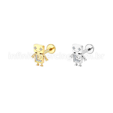 Piercing Labret Aço Cirúrgico Robô