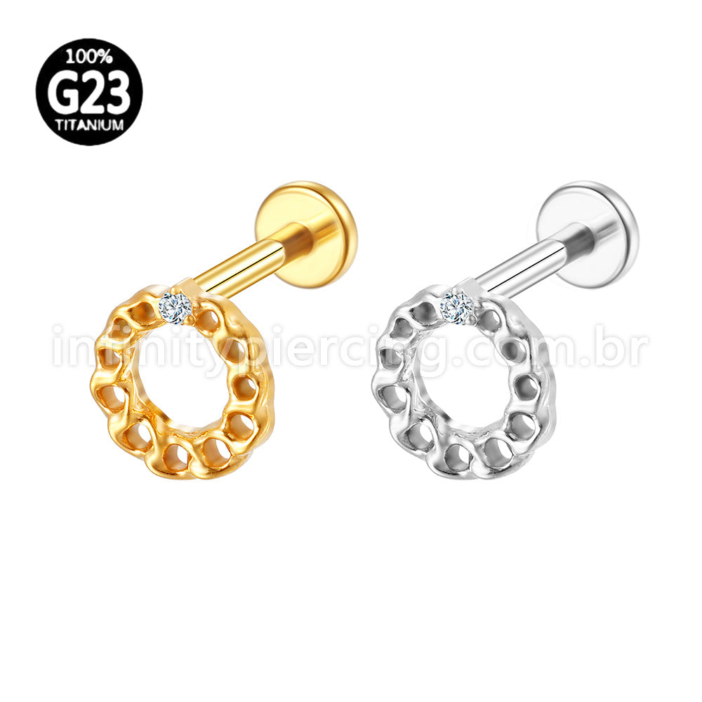 Piercing Labret Titânio Redonda 1 Zircônia