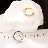 Piercing Argola Titânio Segmento Articulado Zircônia Cravejada