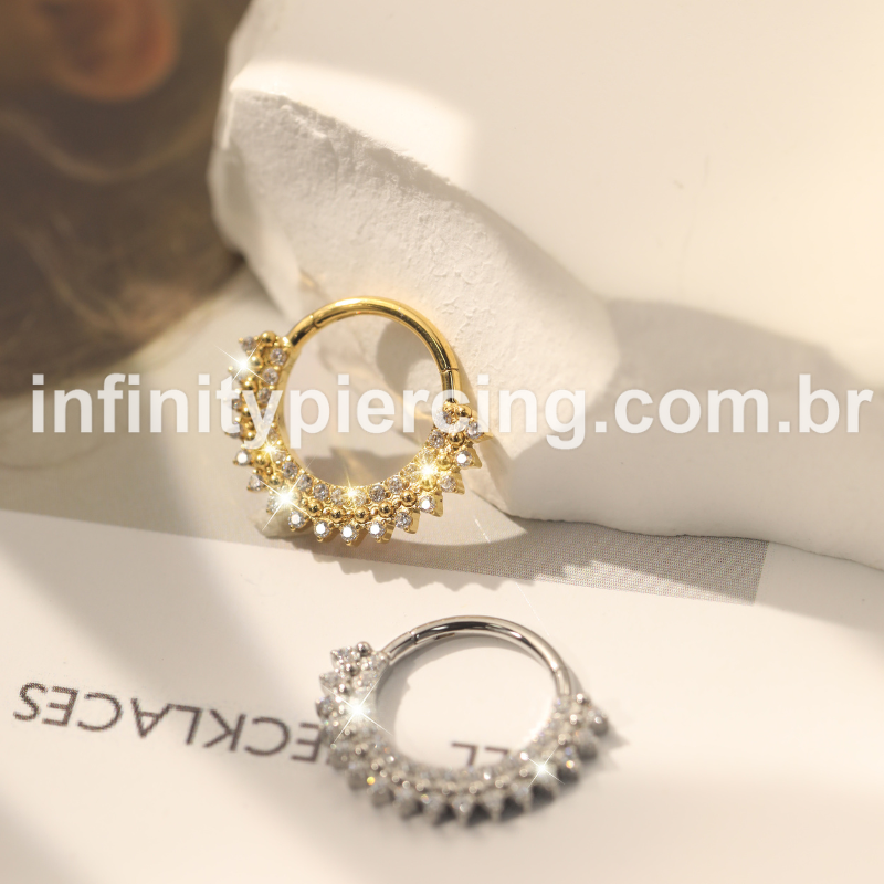 Piercing Argola  Aço Cirúrgico Segmento Articulado Indiano Zircônia