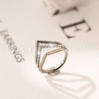 Piercing Argola Gota Titânio Três Fileiras Segmento Articulado Zircônia Cravejada