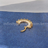 Piercing Argola Titânio Segmento Articulado Detalhado Zircônias Cravejadas