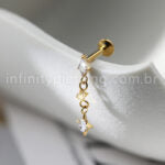 Piercing Labret Oval Titânio Com Pingente Zircônia