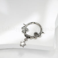 Piercing Argola Titânio Detalhada Com Pingente Estrela