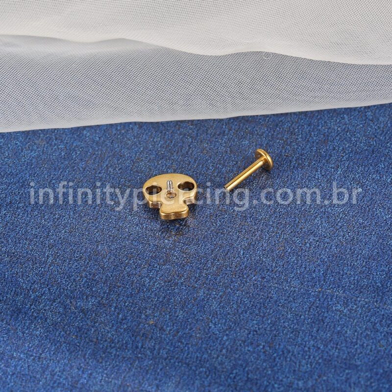 Piercing Labret Aço Cirúrgico Caveira Zircônia