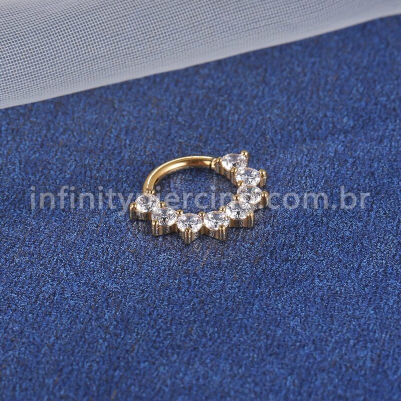Piercing Argola Titânio Segmento Articulado Zircônia Cravejada