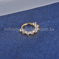 Piercing Argola Titânio Segmento Articulado Zircônia Cravejada