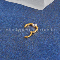 Piercing Argola Titânio Torcida 1 Pedra Zircônia Coração
