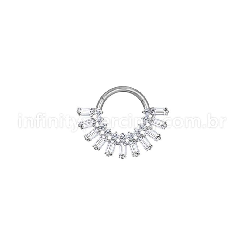 Piercing Argola Aço Cirúrgico Segmento Articulado Zircônia Cravejada