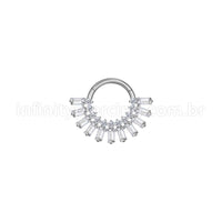 Piercing Argola Aço Cirúrgico Segmento Articulado Zircônia Cravejada