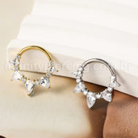 Piercing Argola Titânio Segmento Articulado Zircônia Cravejada Gota
