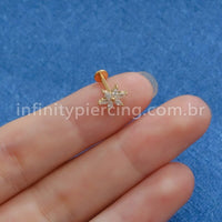 Piercing Labret Aço Cirúrgico Zircônia Cravejada Flor