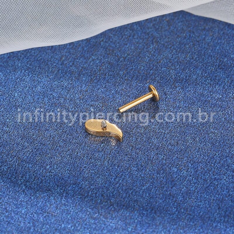 Piercing Labret Aço Cirúrgico Asa Zircônia Cravejada