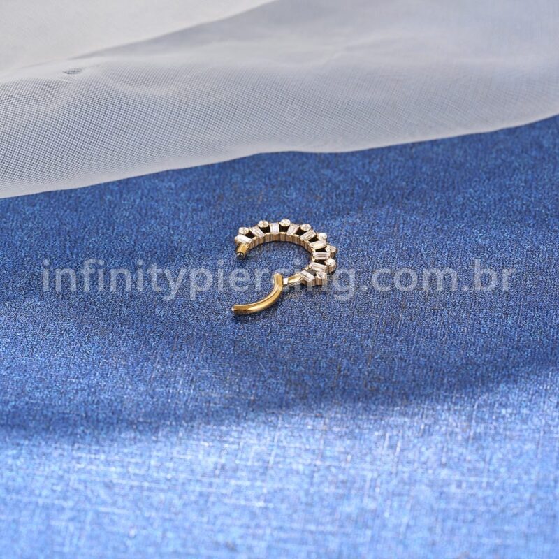 Piercing Argola Titânio Detalhes Zircônia Cravejada