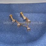 Piercing Labret Duplo Titânio Corrente/Pingente Zircônia