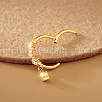 Piercing Argola Titânio Segmento Articulado Zircônia Cravejada Com Pingente