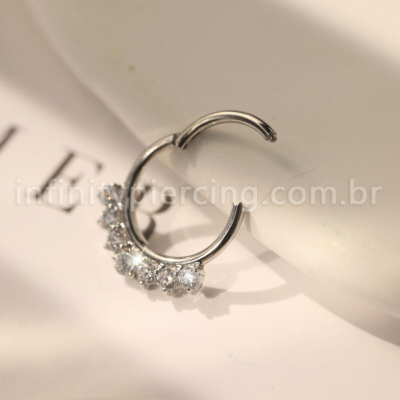 Piercing Argola  Aço Cirúrgico Segmento Articulado Zircônias