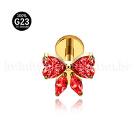 Piercing Labret Titânio Laço Zircônia Cravejada