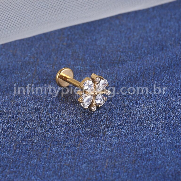 Piercing Labret Titânio Flor Zircônia