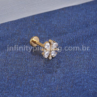 Piercing Labret Titânio Flor Zircônia