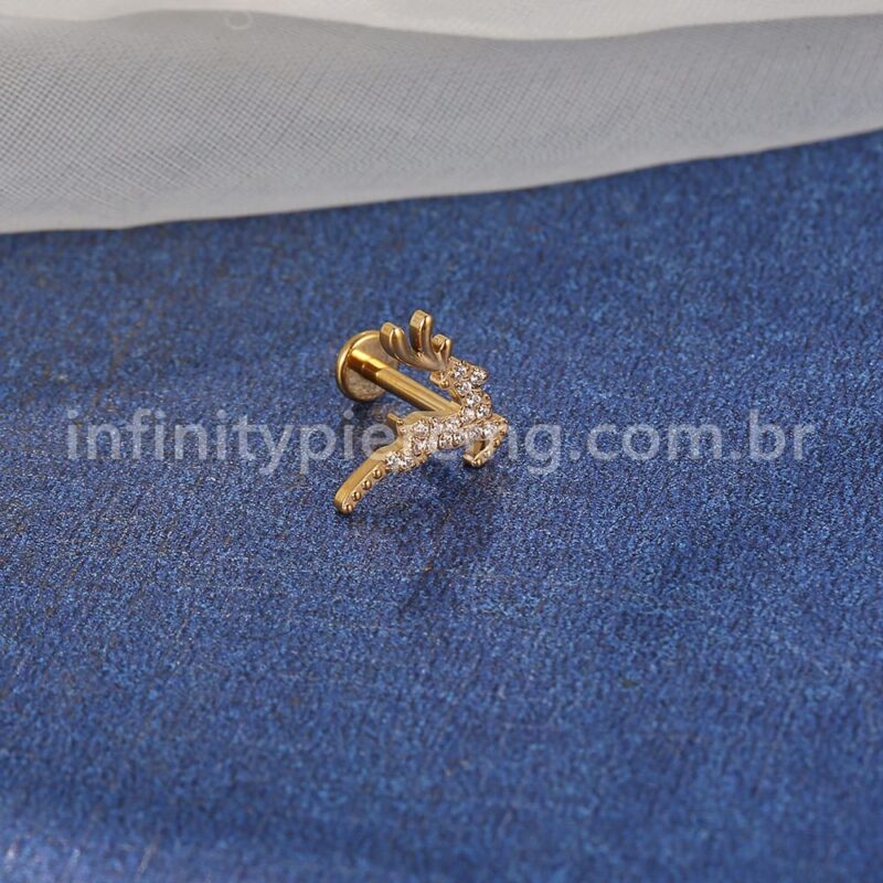Piercing Labret Aço Cirúrgico Cervo Zircônia