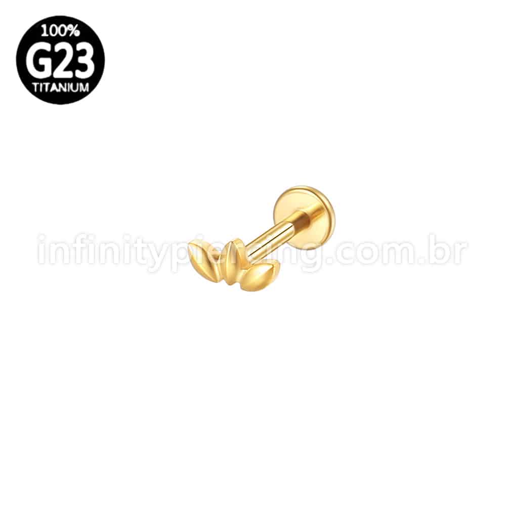 Piercing Labret Titânio Folhas