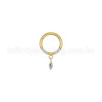 Piercing Argola Aço Cirúrgico Zircônia Cravejada Com Pingente