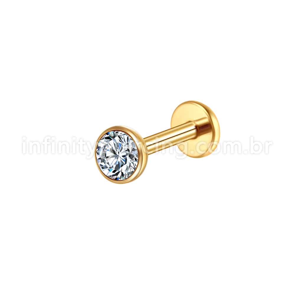 Piercing Labret Aço Cirúrgico Zircônia Rosca Interna