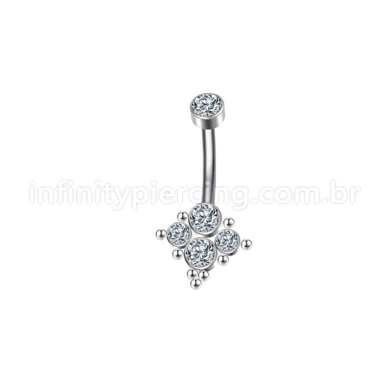 Piercing Banana Aço Cirúrgico Indiano 5 Zircônias Cravada