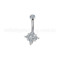 Piercing Banana Aço Cirúrgico Indiano 5 Zircônias Cravada