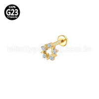 Piercing Labret Titânio Estrela Vazada Com Zircônia