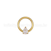 Piercing Argola Aço Cirúrgico Segmento Articulado Zircônia Gota