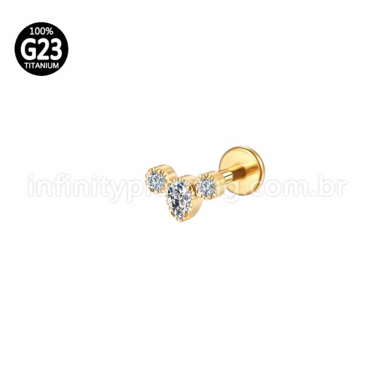 Piercing Labret Titânio 3 Zircônias