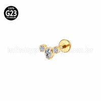 Piercing Labret Titânio 3 Zircônias